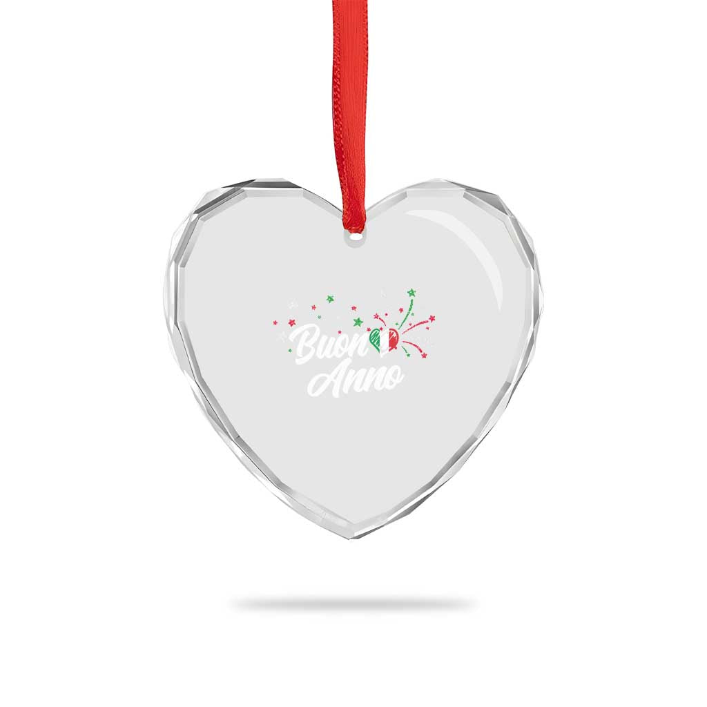 Funny Buon Anno Itlalian New Year Heart Crystal Glass Ornament Italy Heart - Wonder Print Shop