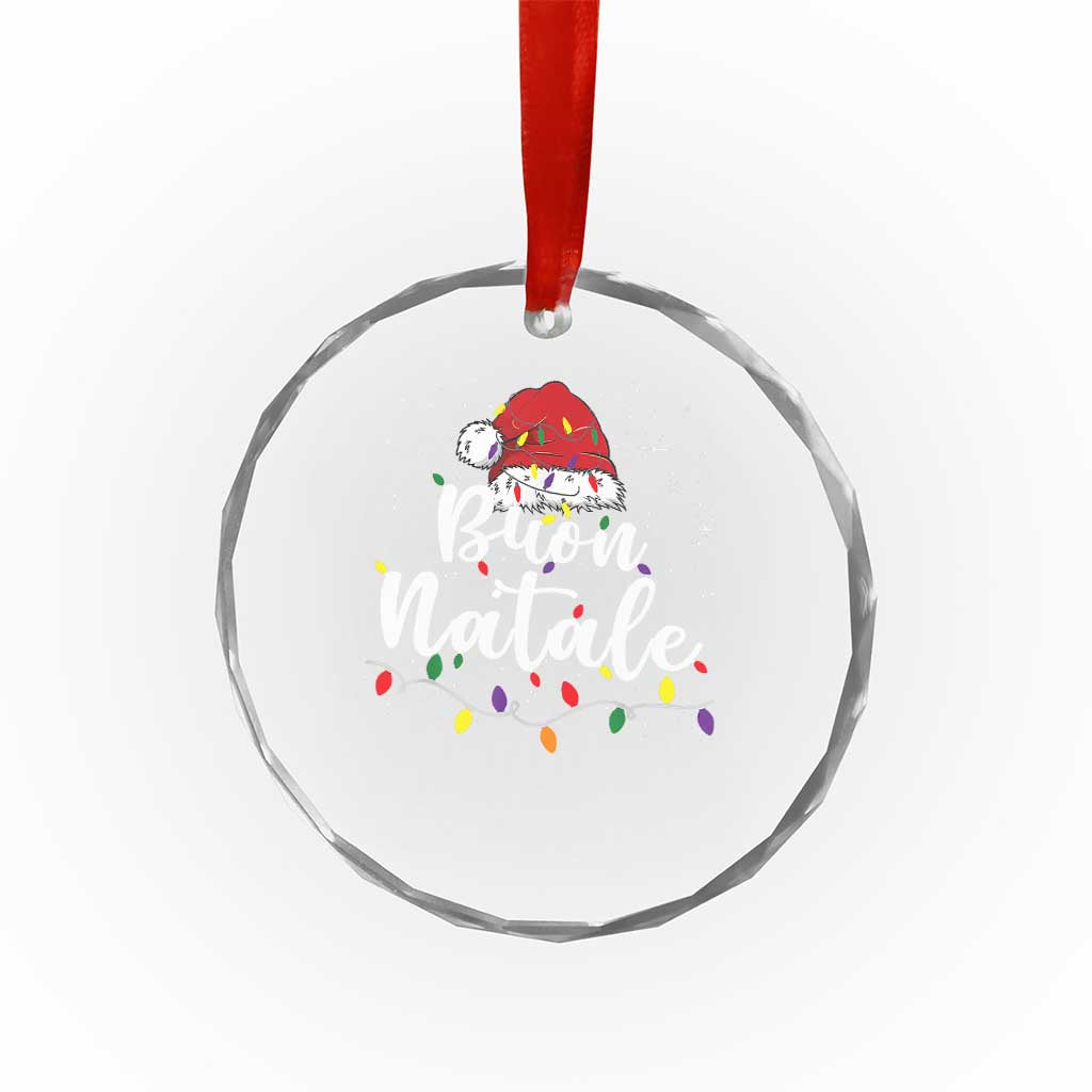 Funny Buon Natale Crystal Glass Ornament Italian Christmas Italy Pride Santa Hat - Wonder Print Shop