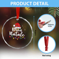 Funny Buon Natale Crystal Glass Ornament Italian Christmas Italy Pride Santa Hat - Wonder Print Shop