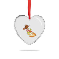 Funny Burger Ingredients Flying Into Bun Heart Crystal Glass Ornament Fast Food Lover Gift