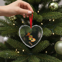 Funny Burger Ingredients Flying Into Bun Heart Crystal Glass Ornament Fast Food Lover Gift