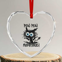 Funny Burnt Cat Heart Crystal Glass Ornament Pew Pew Madafakas - Wonder Print Shop