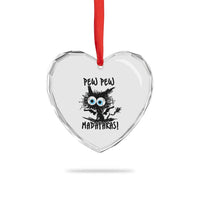 Funny Burnt Cat Heart Crystal Glass Ornament Pew Pew Madafakas - Wonder Print Shop