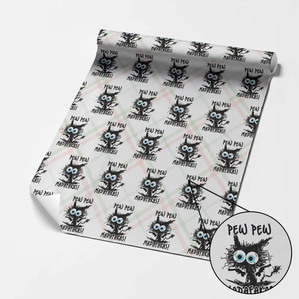 Funny Burnt Cat Wrapping Paper Roll Pew Pew Madafakas