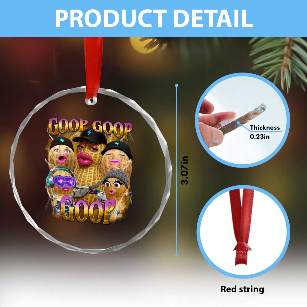 Funny Burnt Peanut Goop Crystal Glass Ornament Bungulato 90s Bootleg Meme Trendy