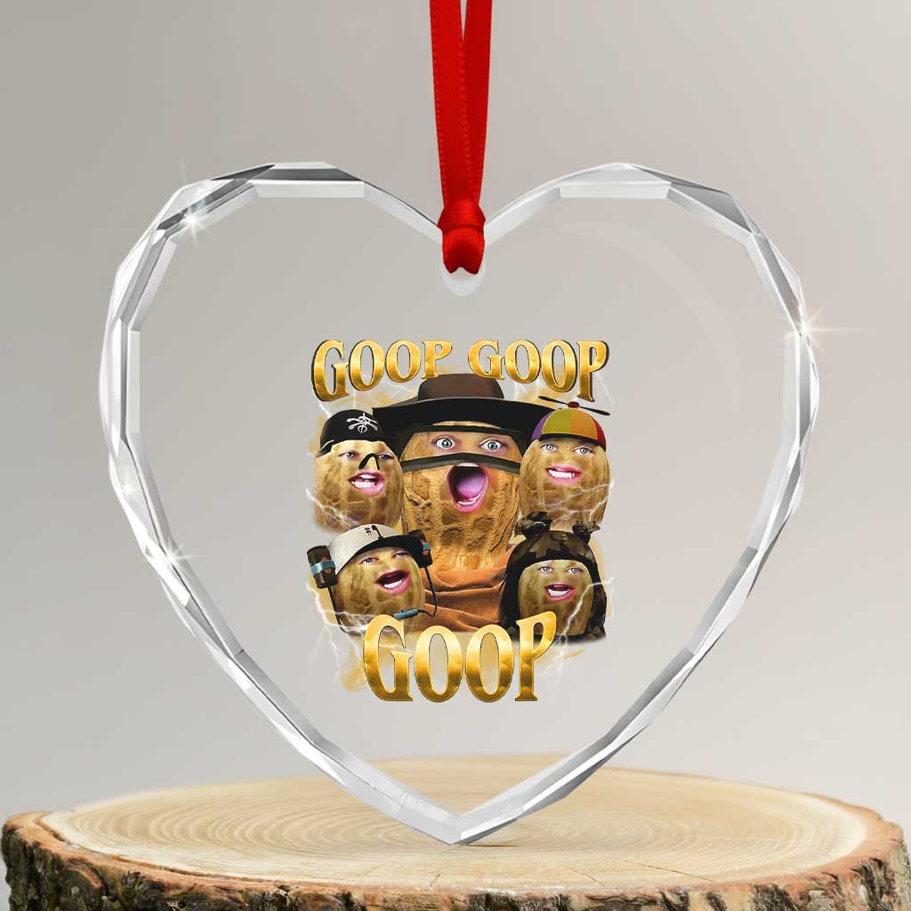 Funny Burnt Peanut Goop Heart Crystal Glass Ornament Bungulato 90s Bootleg - Wonder Print Shop