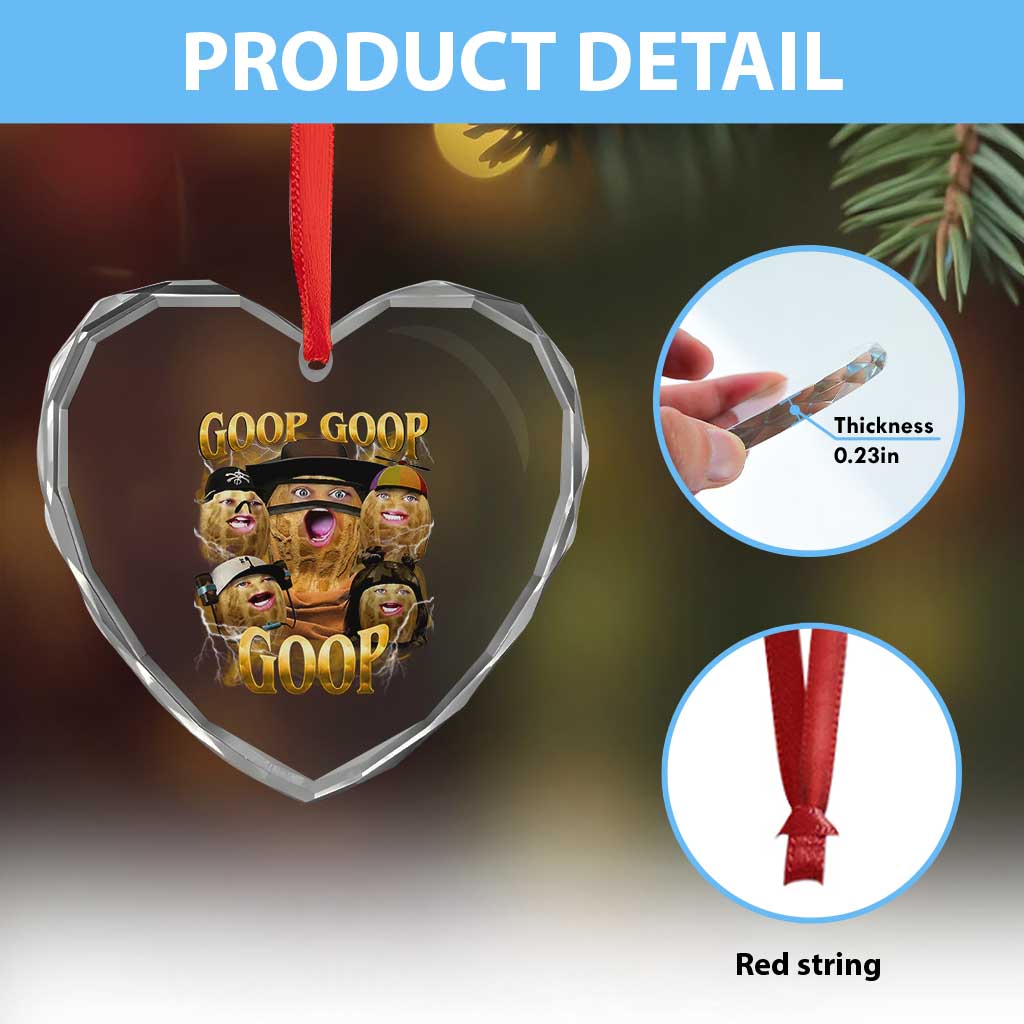 Funny Burnt Peanut Goop Heart Crystal Glass Ornament Bungulato 90s Bootleg - Wonder Print Shop