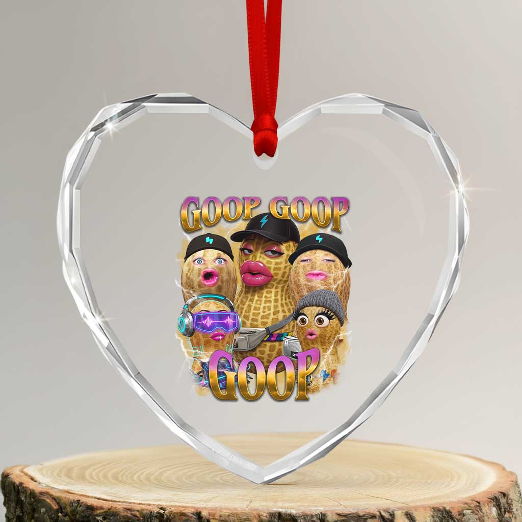 Funny Burnt Peanut Goop Heart Crystal Glass Ornament Bungulato 90s Bootleg Meme Trendy