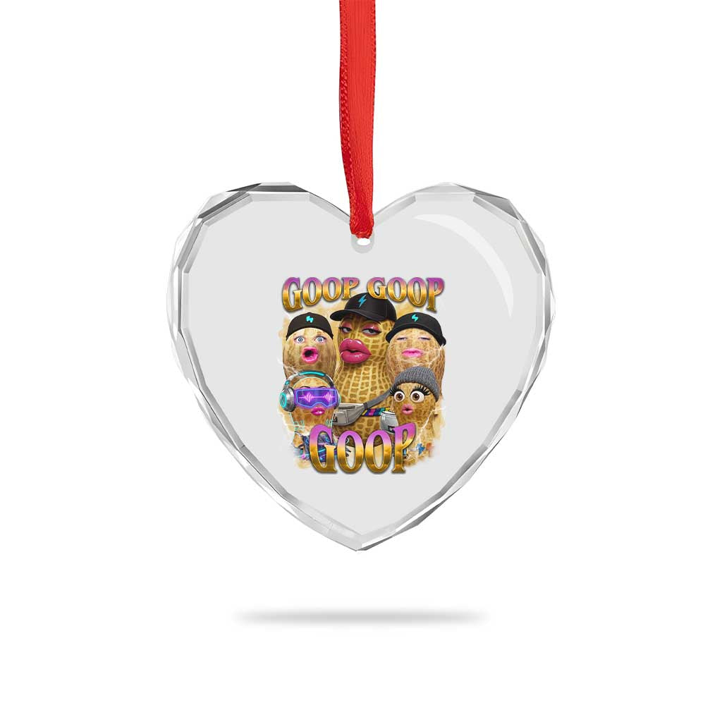 Funny Burnt Peanut Goop Heart Crystal Glass Ornament Bungulato 90s Bootleg Meme Trendy