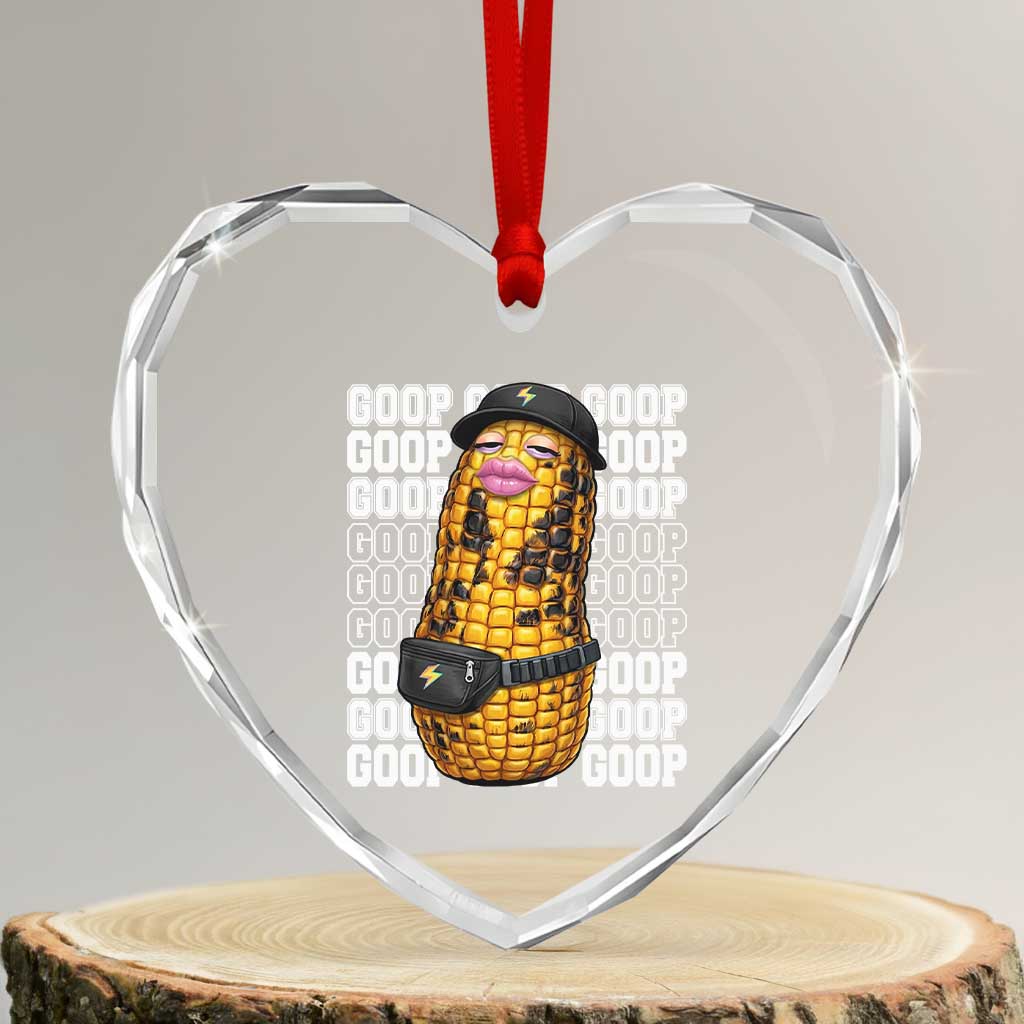 Funny Burnt Peanut Goop Heart Crystal Glass Ornament Burnt Corn Meme Viral Humor