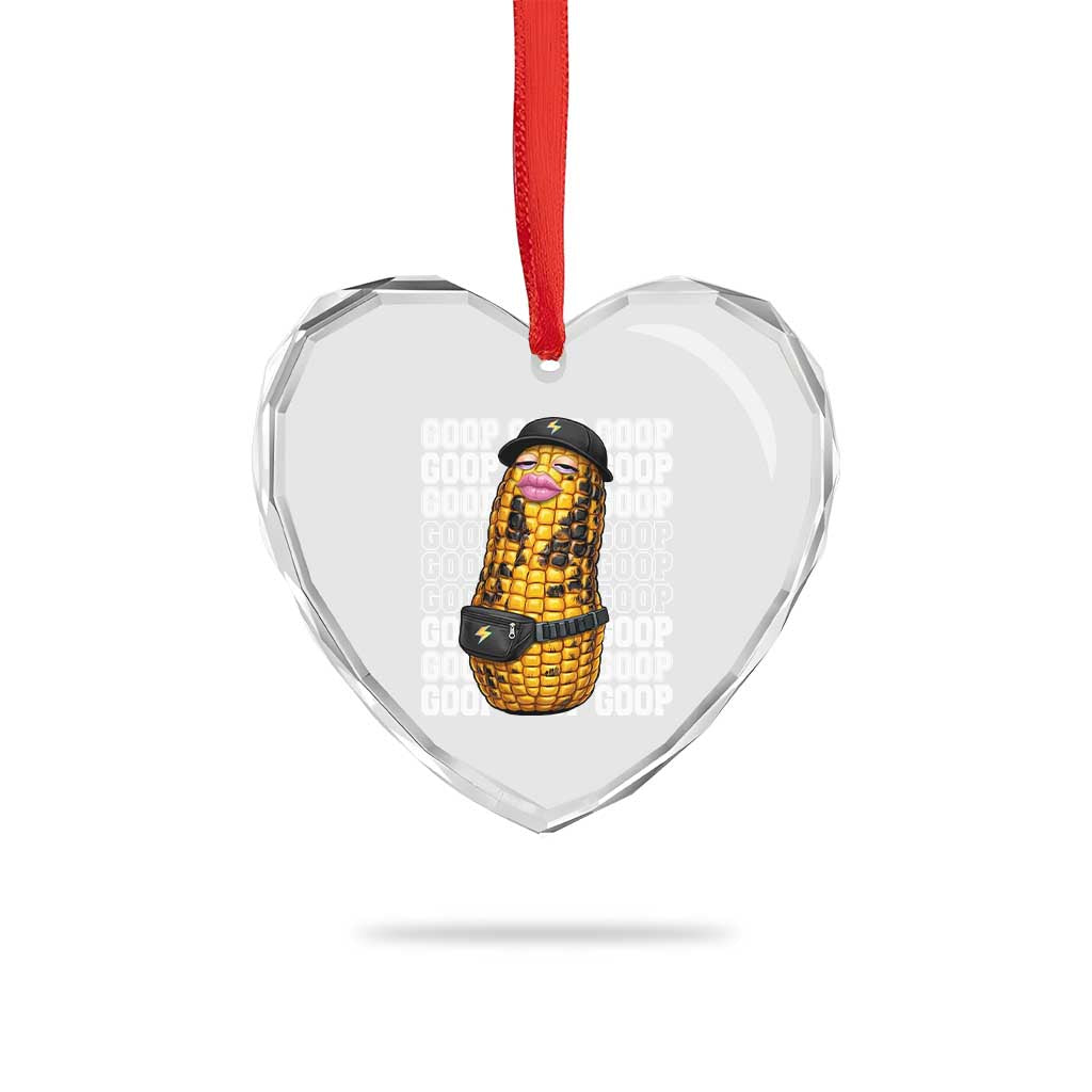 Funny Burnt Peanut Goop Heart Crystal Glass Ornament Burnt Corn Meme Viral Humor