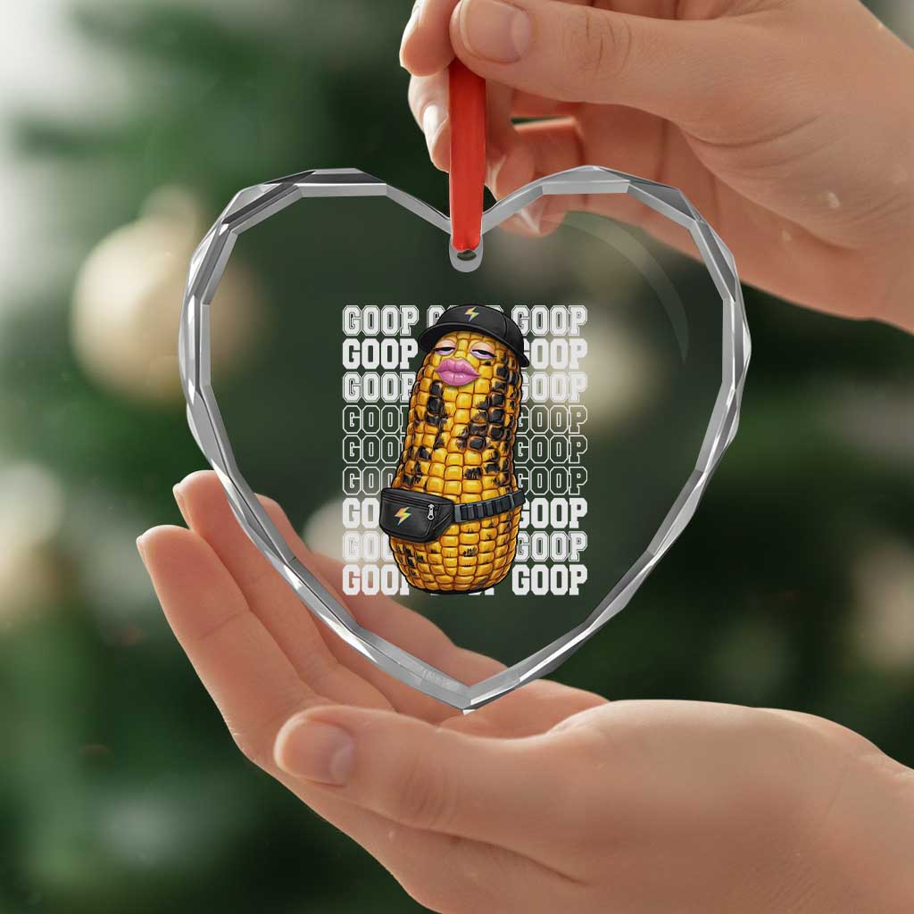 Funny Burnt Peanut Goop Heart Crystal Glass Ornament Burnt Corn Meme Viral Humor