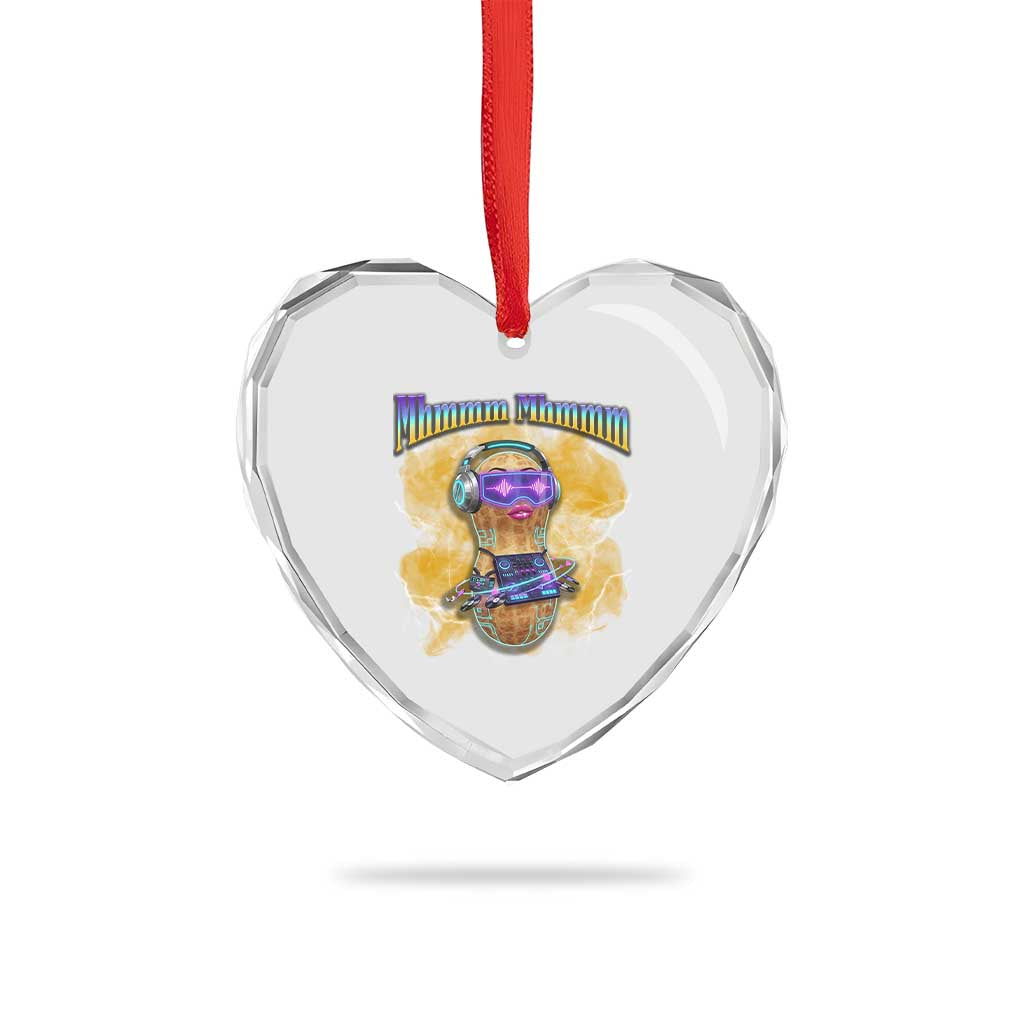 Funny Burnt Peanut Goop Heart Crystal Glass Ornament DJ Music Meme