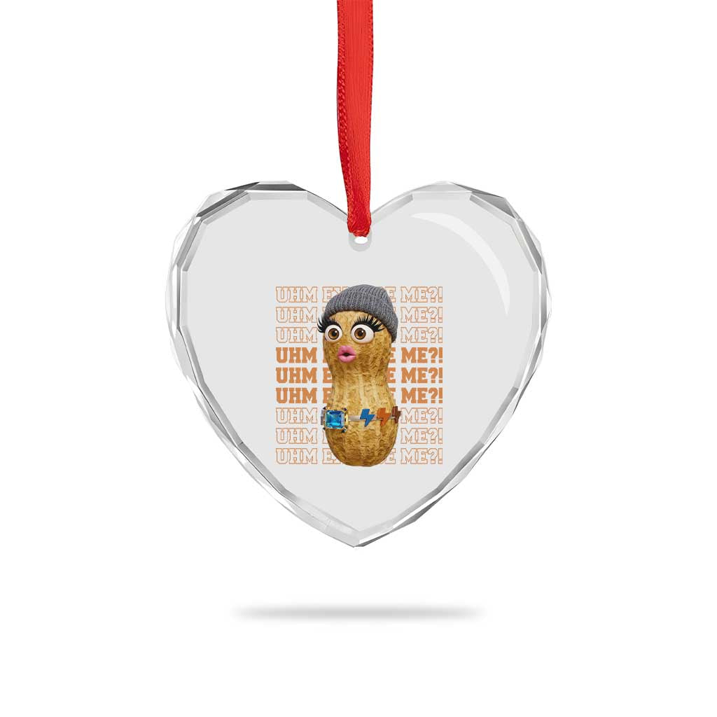 Funny Burnt Peanut Goop Heart Crystal Glass Ornament Uhm Excuse Me