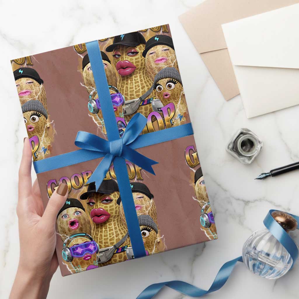 Funny Burnt Peanut Goop Wrapping Paper Roll Bungulato 90s Bootleg Meme Trendy