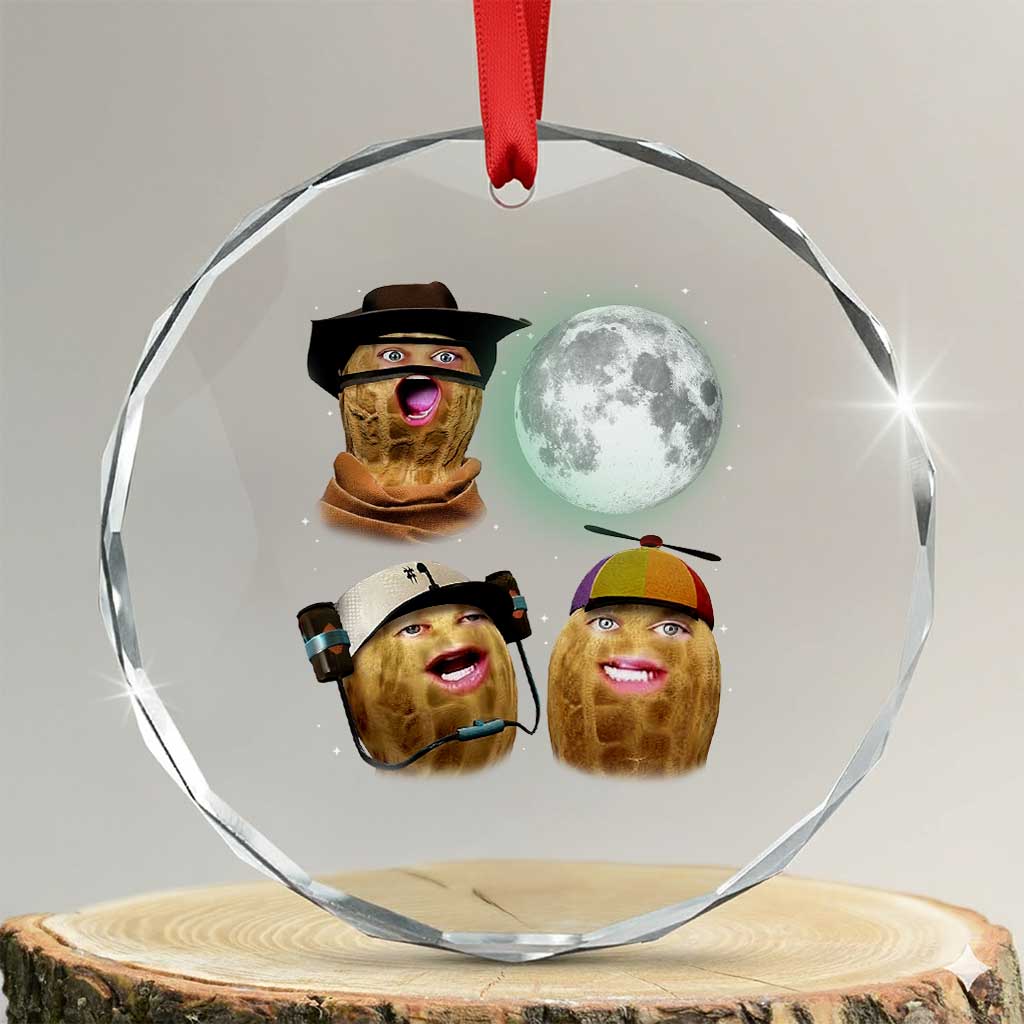 Funny Burnt Peanut Howling at the Moon Crystal Glass Ornament - Wonder Print Shop