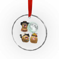 Funny Burnt Peanut Howling at the Moon Crystal Glass Ornament - Wonder Print Shop