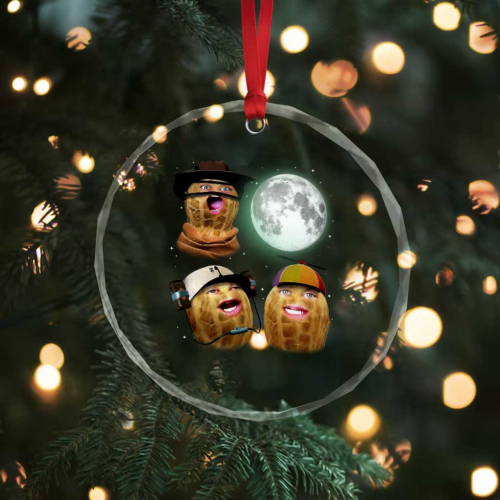 Funny Burnt Peanut Howling at the Moon Crystal Glass Ornament - Wonder Print Shop