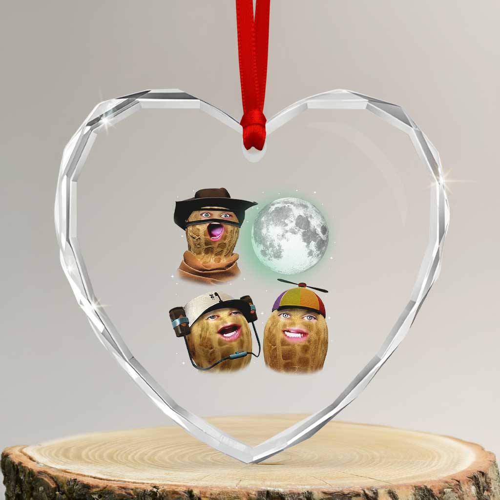 Funny Burnt Peanut Howling at the Moon Heart Crystal Glass Ornament - Wonder Print Shop