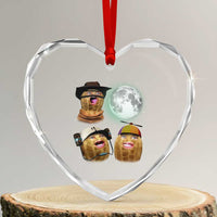 Funny Burnt Peanut Howling at the Moon Heart Crystal Glass Ornament - Wonder Print Shop