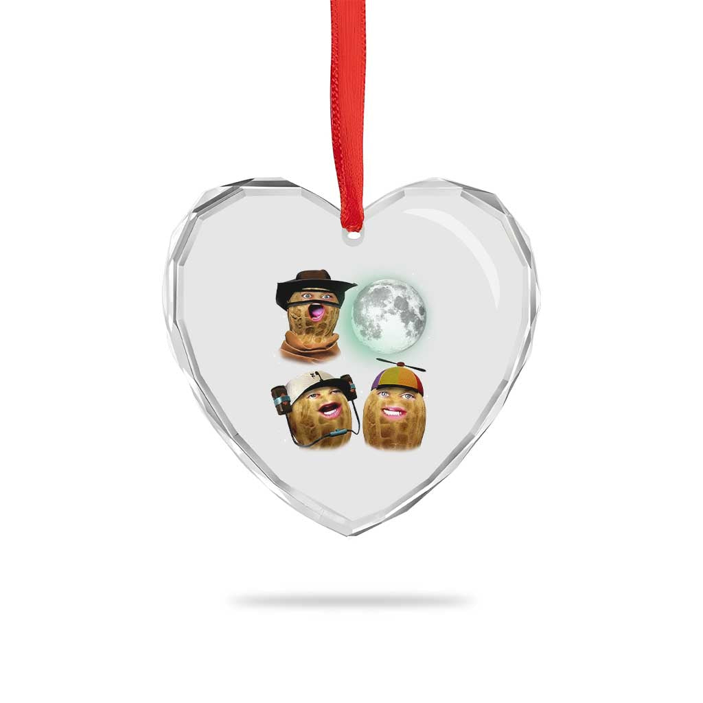 Funny Burnt Peanut Howling at the Moon Heart Crystal Glass Ornament - Wonder Print Shop