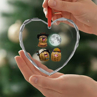 Funny Burnt Peanut Howling at the Moon Heart Crystal Glass Ornament - Wonder Print Shop