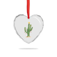 Funny Cactus Christmas Xmas Trees Lights Santa Hat Cactus Lovers Heart Crystal Glass Ornament - Wonder Print Shop