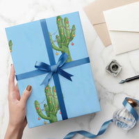 Funny Cactus Christmas Xmas Trees Lights Santa Hat Cactus Lovers Wrapping Paper Roll - Wonder Print Shop