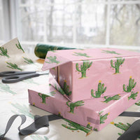 Funny Cactus Christmas Xmas Trees Lights Santa Hat Cactus Lovers Wrapping Paper Roll - Wonder Print Shop