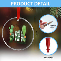 Funny Cactus Plant Lover Crystal Glass Ornament What The Fucculent TS12