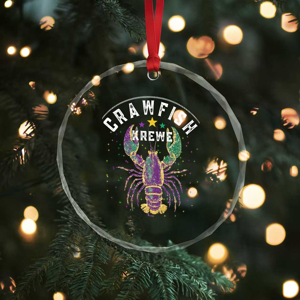 Funny Cajun Crawfish Boil Mardi Gras Crystal Glass Ornament Crawfish Krewe