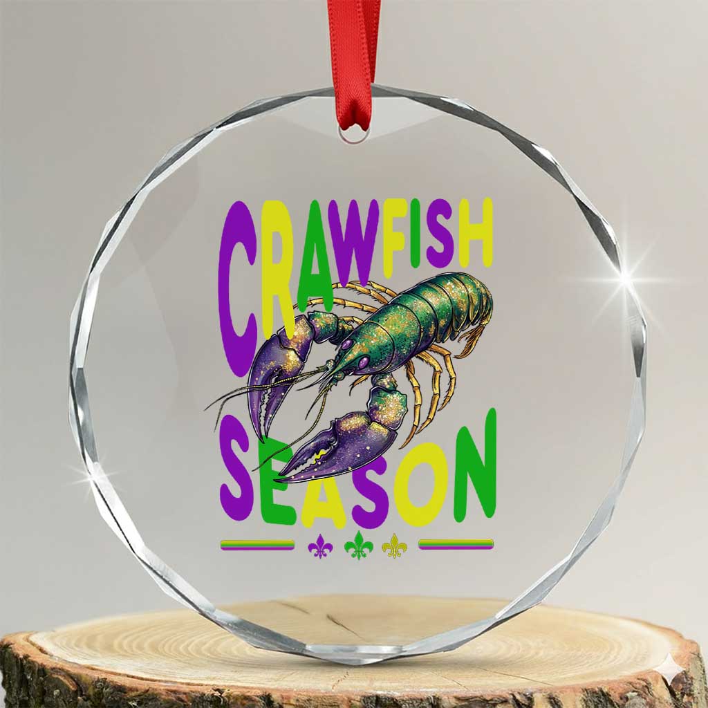 Funny Cajun Crawfish Boil Mardi Gras Crystal Glass Ornament Crawfish Season Fleur De Lis