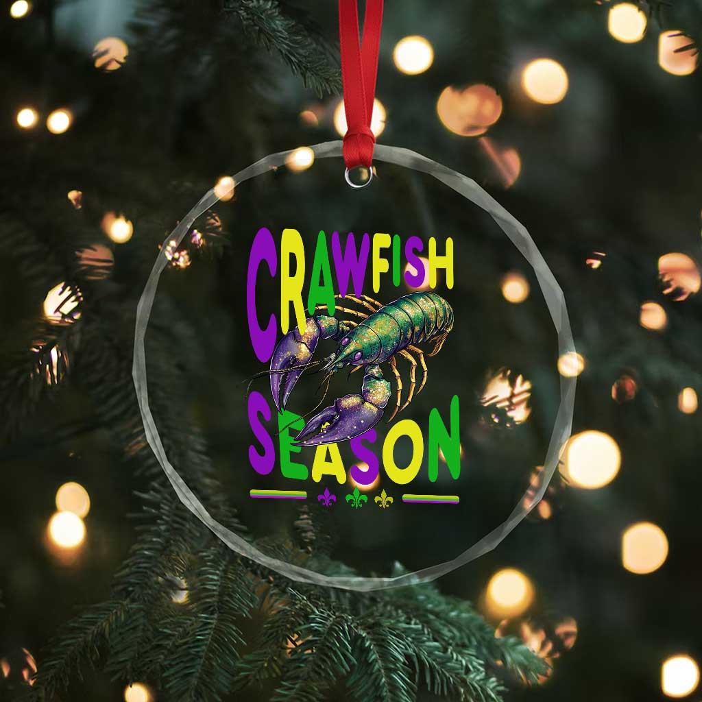 Funny Cajun Crawfish Boil Mardi Gras Crystal Glass Ornament Crawfish Season Fleur De Lis