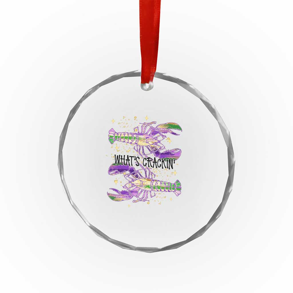 Funny Cajun Crawfish Boil Mardi Gras Crystal Glass Ornament What's Crackin
