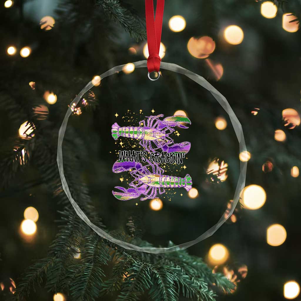 Funny Cajun Crawfish Boil Mardi Gras Crystal Glass Ornament What's Crackin