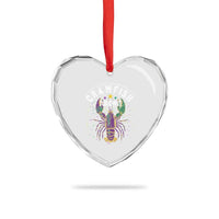 Funny Cajun Crawfish Boil Mardi Gras Heart Crystal Glass Ornament Crawfish Krewe