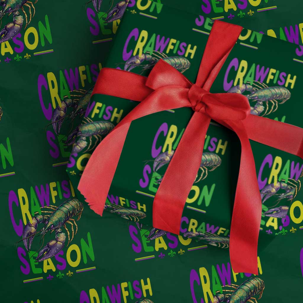 Funny Cajun Crawfish Boil Mardi Gras Wrapping Paper Roll Crawfish Season Fleur De Lis