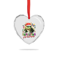 Funny Cajun Louisiana Christmas Santa's Alligator Heart Crystal Glass Ornament - Wonder Print Shop