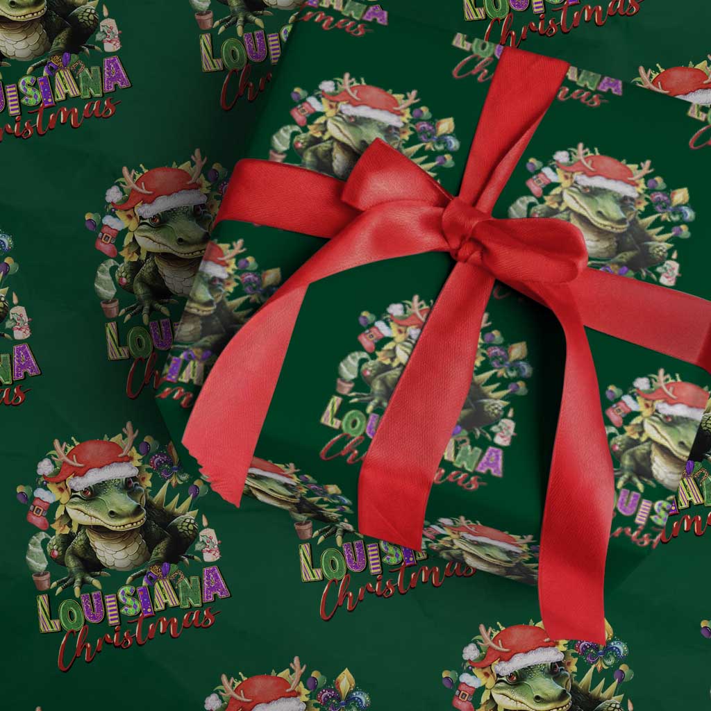 Funny Cajun Louisiana Christmas Santa's Alligator Wrapping Paper Roll - Wonder Print Shop