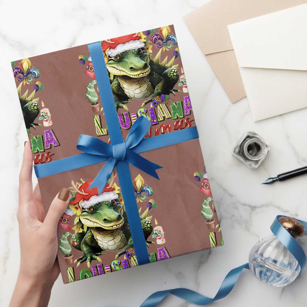 Funny Cajun Louisiana Christmas Santa's Alligator Wrapping Paper Roll - Wonder Print Shop