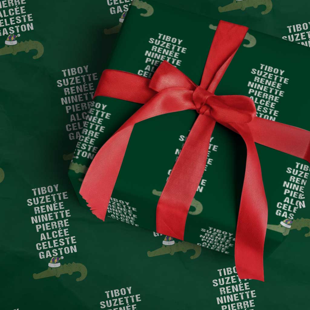 Funny Cajun Louisiana Christmas Wrapping Paper Roll Eight Crocodiles New Orleans Santa - Wonder Print Shop