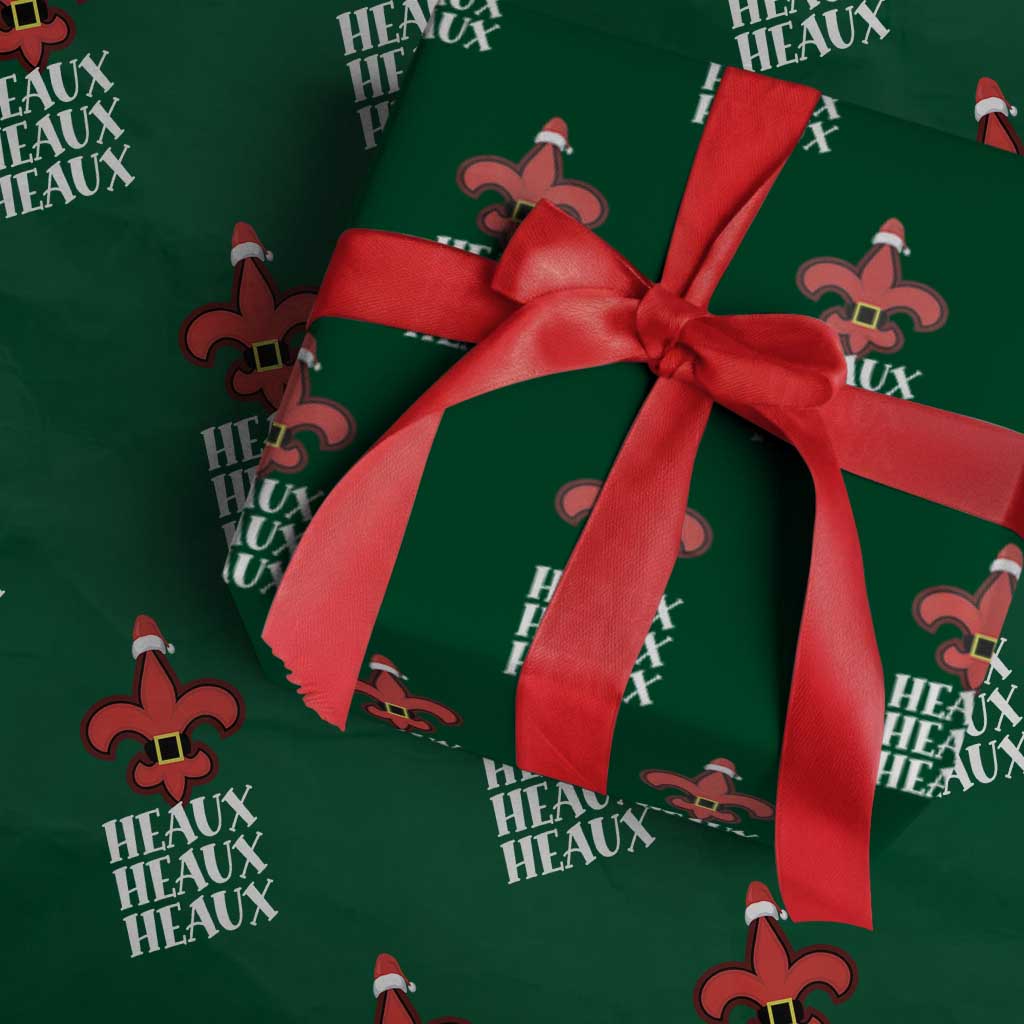 Funny Cajun Louisiana Christmas Wrapping Paper Roll Heaux Heaux Heaux New Orleans Santa Hat - Wonder Print Shop