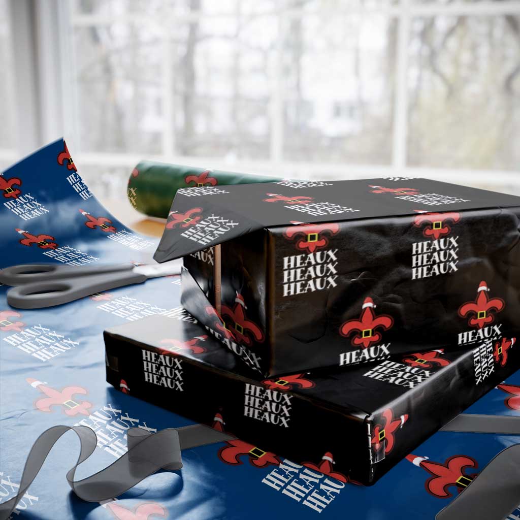 Funny Cajun Louisiana Christmas Wrapping Paper Roll Heaux Heaux Heaux New Orleans Santa Hat - Wonder Print Shop