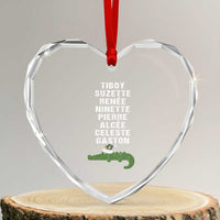 Funny Cajun Louisiana Xmas Heart Crystal Glass Ornament Eight Crocodiles New Orleans Santa - Wonder Print Shop