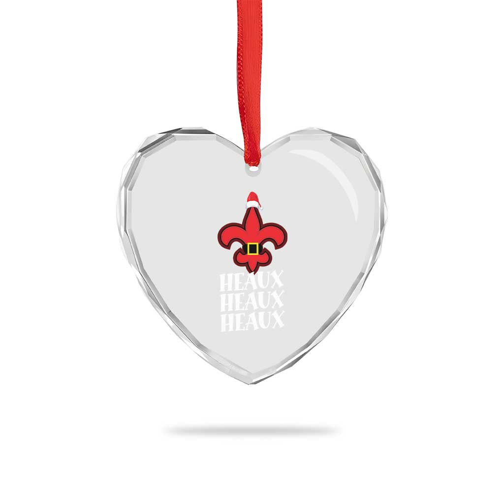Funny Cajun Louisiana Xmas Heart Crystal Glass Ornament Heaux Heaux Heaux New Orleans Santa Hat - Wonder Print Shop