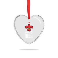 Funny Cajun Louisiana Xmas Heart Crystal Glass Ornament Heaux Heaux Heaux New Orleans Santa Hat - Wonder Print Shop