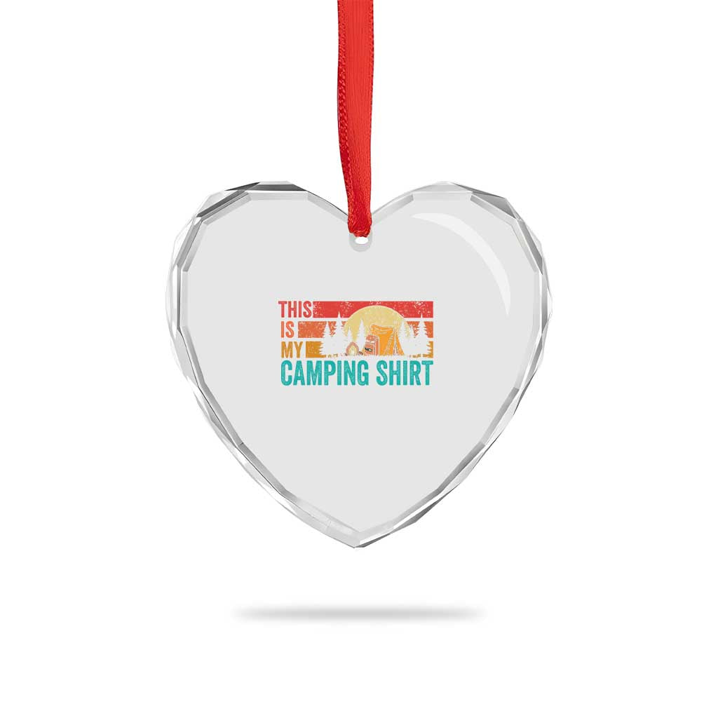 Funny Camper Heart Crystal Glass Ornament This Is My Camping Shirt - Wonder Print Shop