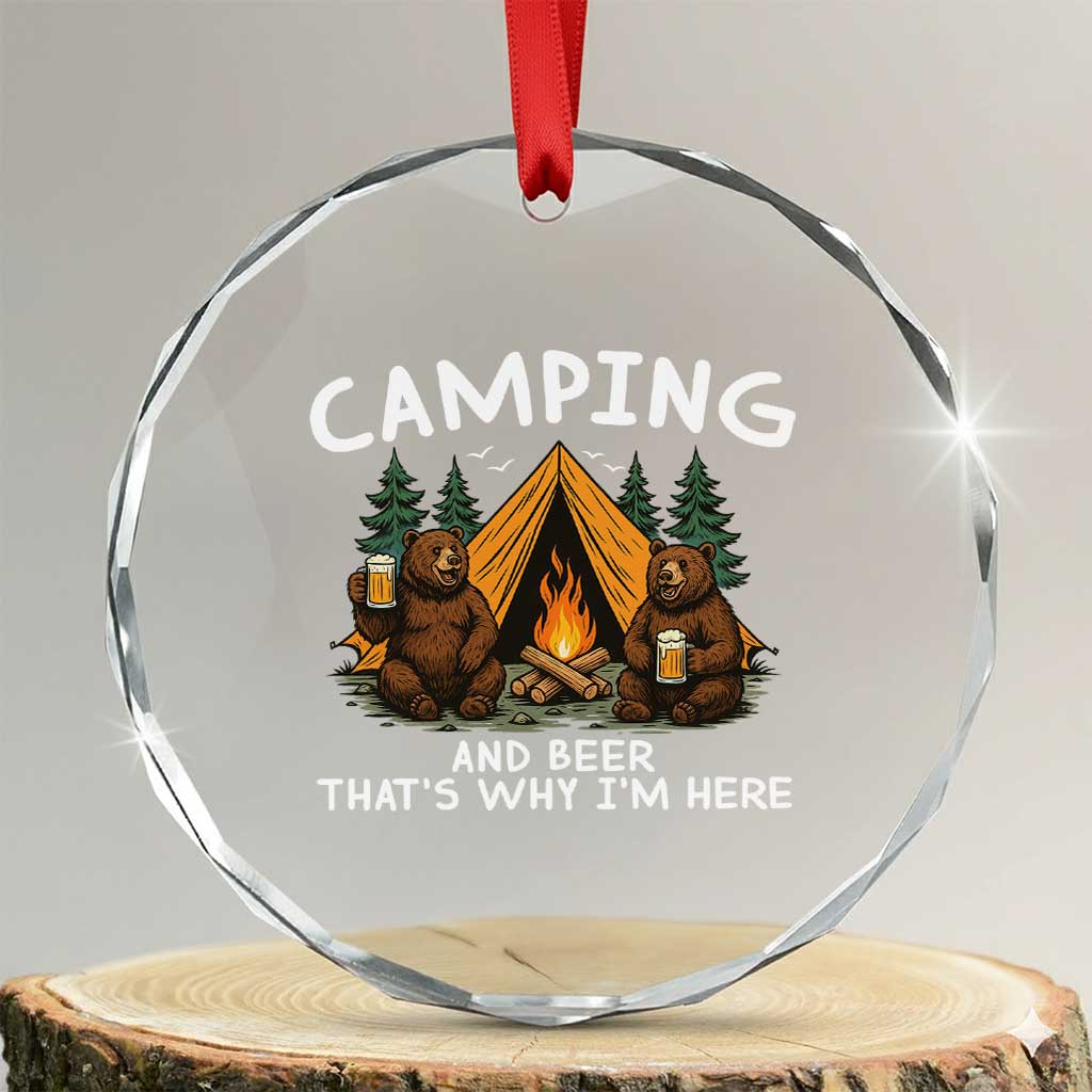 Funny Camping Beer Crystal Glass Ornament Bear Drinking Lover Gift - Wonder Print Shop