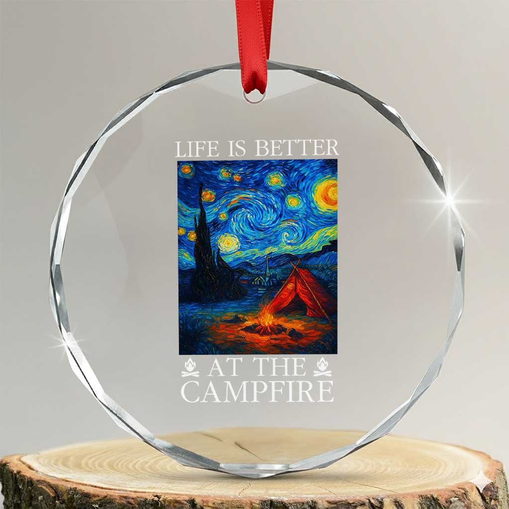 Funny Camping Crystal Glass Ornament Life Is Better At The Campfire - Wonder Print Shop