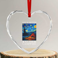 Funny Camping Heart Crystal Glass Ornament Life Is Better At The Campfire - Wonder Print Shop